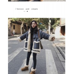 ins超火羽絨棉服女冬新款韓版學生中長款棉襖羊羔毛拼接外套