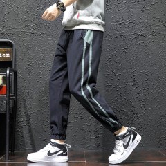 褲子男春夏新款男士韓版潮流百搭條紋寬松休閑長褲運(yùn)動褲小腳褲